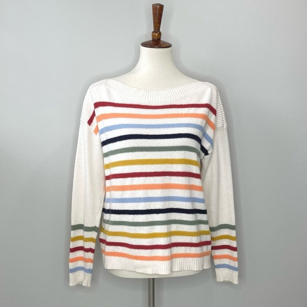Loft Fuzzy Striped Sweater Women’s Size XS - Picture 2 of 9